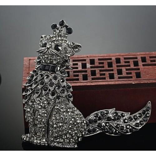 Big Size Cat Animal Brooch For Women Fashion Jewelry Antique Gold Vintage Rhinestone Hijab Accessories Broches Birthday Gifts