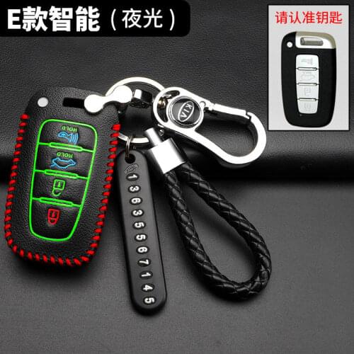 2021 For Kia Borrego 2012 2013 2015 2017 2020 Genuine Leather Car Key Fob Case Cover Remote wallet Protector Keychain Key bag