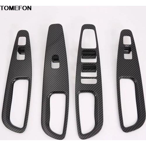 For Hyundai Santa Fe 2019 2020 Window Lift Switch Button Door Armrest Panel Frame Cover Carbon Fiber Trims Interior Accessories