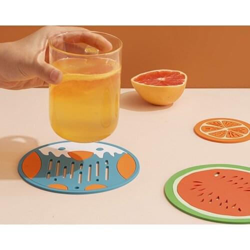 Household Insulation Coaster Placemat Pad Thickened Anti-Slip PVC Table Mat Hoysehold Cartoon Kitchen Decoration Accessories