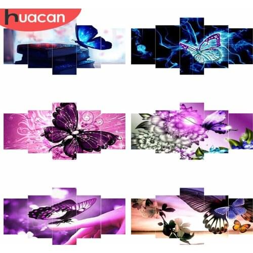 HUACAN 5D DIY Diamond Painting Animal Butterfly Full Square Diamond Embroidery Multi-picture Mosaic Rhinestone Home Decor
