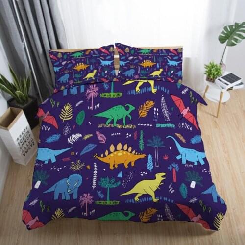 Cartoon Vivid Dinosaur 3D Printed Bedding Set Kids Boys Teens Duvet Covers Pillowcases Comforter Bedclothes Bed Linen(NO sheet)