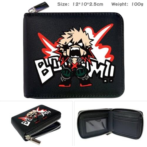 Anime My Hero Academia PU Short Print Wallet Cartoon Zipper Coin Pocket Note Compartment Card Photo Holder Boys Girls Purse