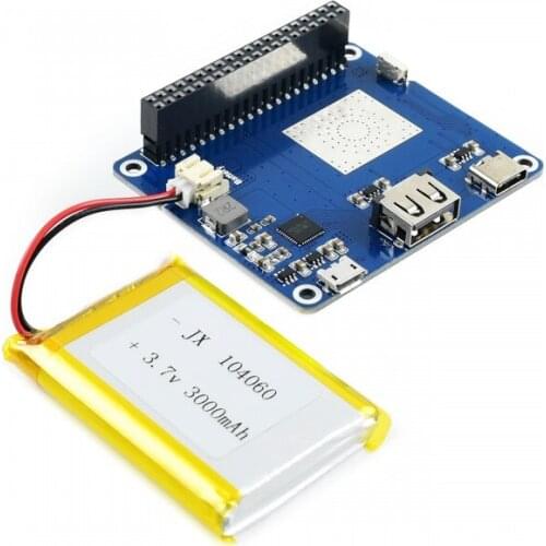 Li-Polymer Battery HAT For Raspberry Pi, SW6106 Power Bank Solution, With Embedded Protection Circuits