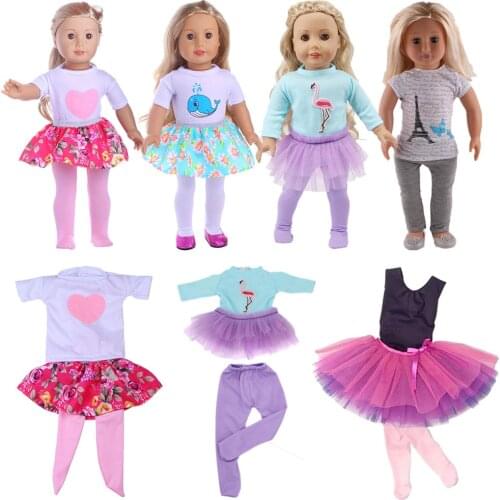 Doll Clothes+Dress+Leggings Shoes Fit 18 Inch American &43 CM Baby Doll Clothes Accessories,Girls Toys,Generation,Birthday Toy