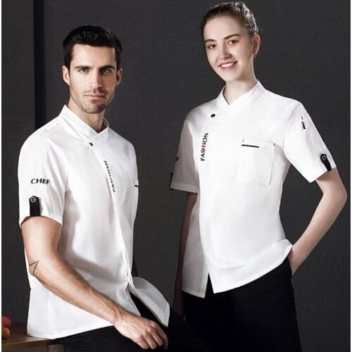Adult Chef Jacket Male Chef Coat Black Mens Breathable Work Clothes Short Sleeve Chef Clothing Plus Size Cook Uniform D-0684