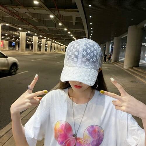 Summer Lace Hat Cotton Baseball Cap For Women Breathable Mesh Girls Snapback Hip Hop Fashion Female Caps Adjustable