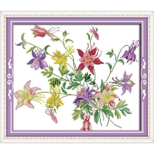 Joy Sunday Cross Stitch Flowers bloom Floral Series Paintings Pattern Counted 11CT14CT DMS Embroidery Sets Home Decoration Kits