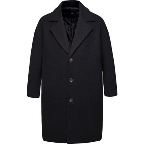Autumn Winter Wool Blends Jacket Men Single Breasted Overcoat Loose Long Trench Coat Men Casual Woolen Coat New arrivals