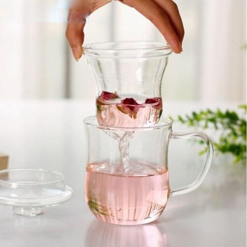 Transparent Clear Glass Milk Mug Coffee Tea Cup Teapot Kettle With Tea Infuser Filter Lid Home Office Drinkware