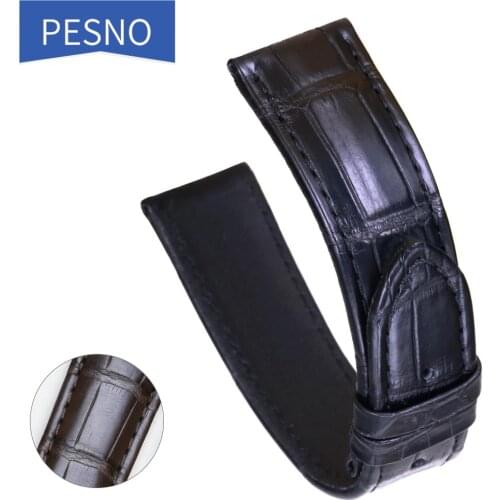 Pesno suitable for Glashutte Orignal Senator Genuine Soft Alligator Skin Leather Watch Belt Bamboo Texture 20mm Watchband