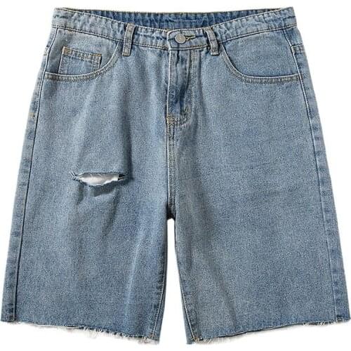 Mens Casual Shorts Hole bull-puncher Knickers Male Port Of Ins Summer Fashion Brand Loose Burrs Pants Handsome Breeches