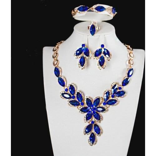 LAN PALACE new design wedding fashion jewelry austrian crystal earrings necklace ring bracelet free shipping