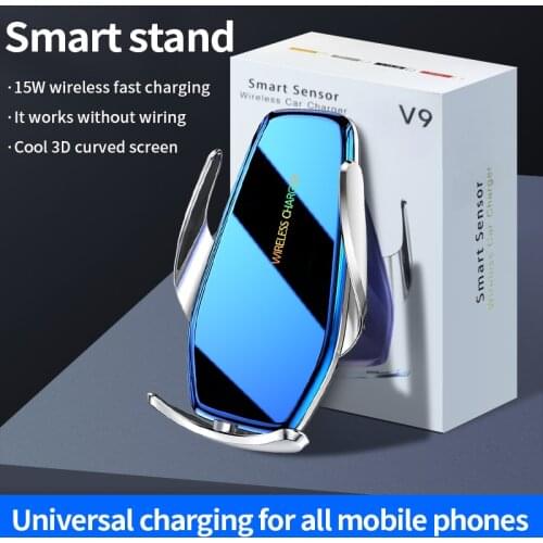 Automatic clamping 15W smart Qi wireless charger fast charging car phone holder for iphone 8Plus 11/11Pro 12 X/XR Samsung S8 S9