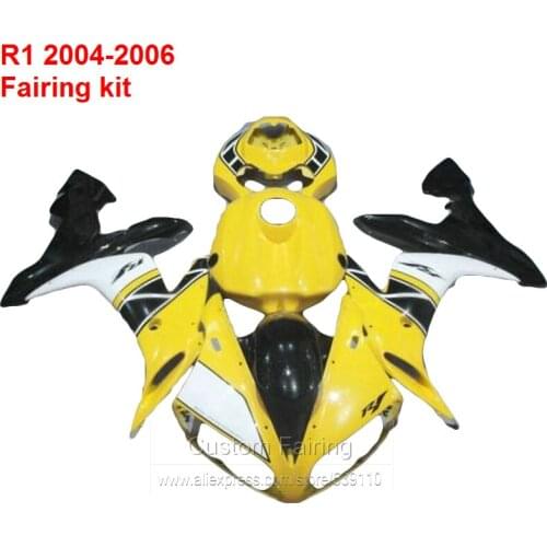 High quality Fairings For YAMAHA YZF R1 04 ( Yellow + White ) 05 2005 body Injection mold Fairings XL40