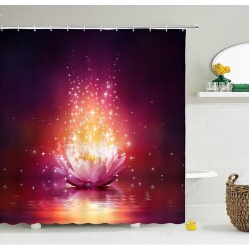 Flower Lotus Shower Curtain Waterproof Bathroom Curtains 3d Printing With Hooks Polyester Cloth Home 180*180cm Bathing Curtain