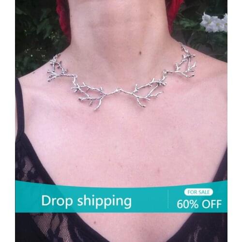 Witch Antler Branches Necklace Fantasy Forest Punk Goth Jewelry Gothic Charm Statement Wedding Magic Wiccan Fashion Gift Women