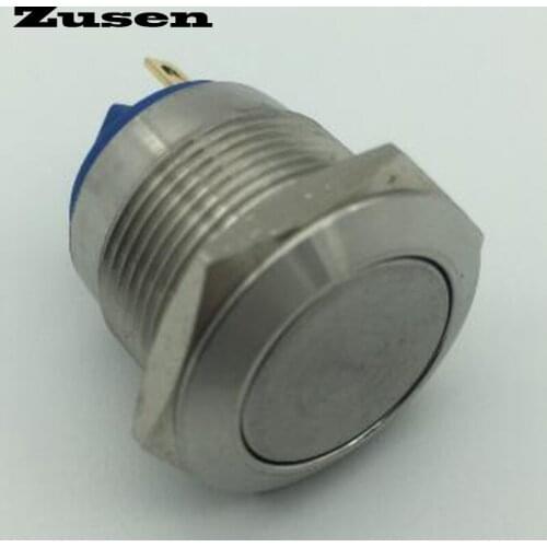 Zusen 19mm flat head Soldering pins Momentary Stainless Steel Metal Push Button Switch ip65 (ZS9F-10/J/S)