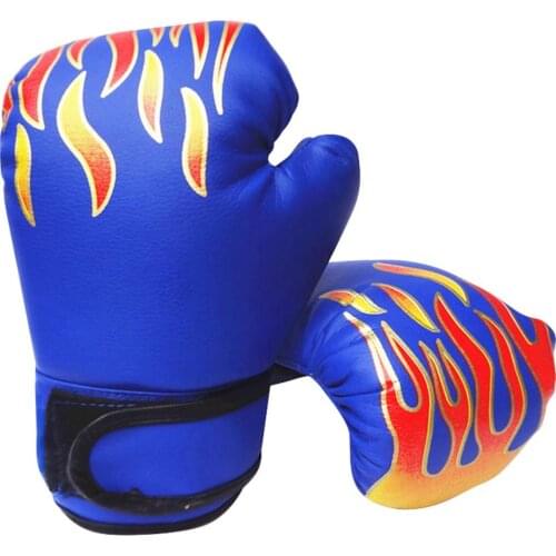1 pair Kids Children Boxing Gloves Professional Flame Mesh Breathable PU Leather Flame Gloves Sanda Boxing Training Glove
