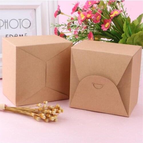 10Pcs/Lot Kraft Paper Box Gift Box For Wedding Favors Birthday Party Candy Cookies Christmas Party Gift Boxes Package