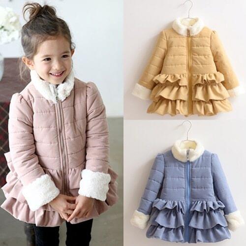 2018 Winter Warm Coat Fur Collar Plus Velvet Thickening Wadded Zipper 3-11 12 Years Kids Baby Teenage Girls Cotton-Padded Jacket
