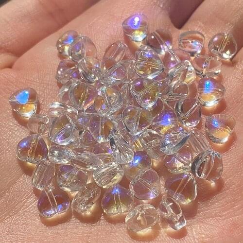 6x6mm AB Clear Heart Shape Czech Lampwork Crystal Glass Spacer Bead For Jewelry Making Diy Needlework Bracelet Necklace Hairpin