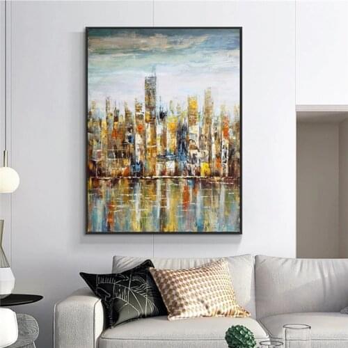Abstract Colorful Building Canvas Painting Modern Fashion Prints and Posters Wall Art Pictures for Living Room Home Decoration