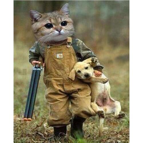 DIY Diamond Painting cat hunter dog Cross Stitch picture full Diamond Embroidery Crystal Mosaic painting wall sticker LG2379