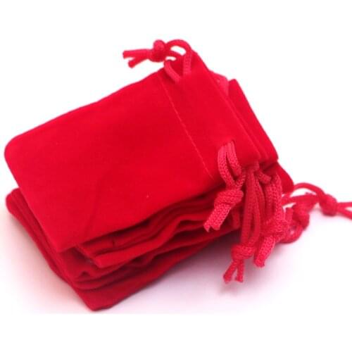 Mini Drawstring Velvet Bag 5x7cm 100Pcs/lot Red Small Jewelry Rings Necklaces Packaging Bags Customize LOGO cost extra Wholesale