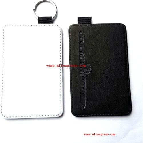 Sublimation leather blank keychains bus bank card cover key ring hot transfer printing consumables 10pcs/lot