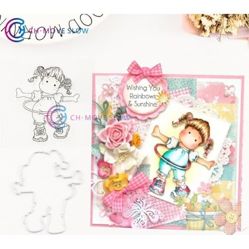 CH Hu la Hoop Girl Metal Cutting Dies and stamps Card Stencil Paper Craft Embossing Folder Cards Making DIY Crafts