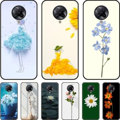 Flower pattern Phone Case For xiaomi M2 C3 X3 F2 Lite NFC 6 5 x Poco k30 Pro Anime Black Cover Silicone Back Pretty tpu