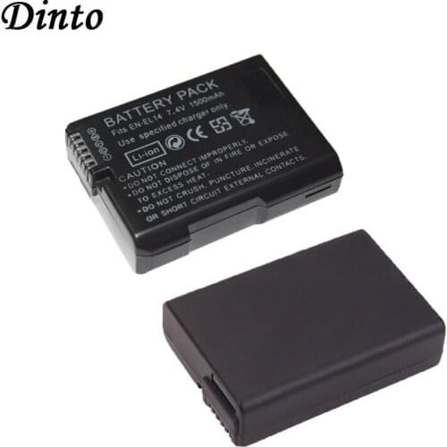 Dinto 2pcs/lot EN-EL14 ENEL14 EN EL14 EN-EL14A 1500mAh Camera Battery for Nikon P7000 P7100 P7200 D3100 D3200 D5100 D5200