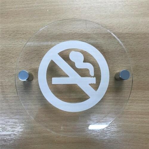 DIY House Number Customized Round Cross Legged No smoking Sign Clear Gloss 5MM Acrylic Premium Vinyl 2 Sizes