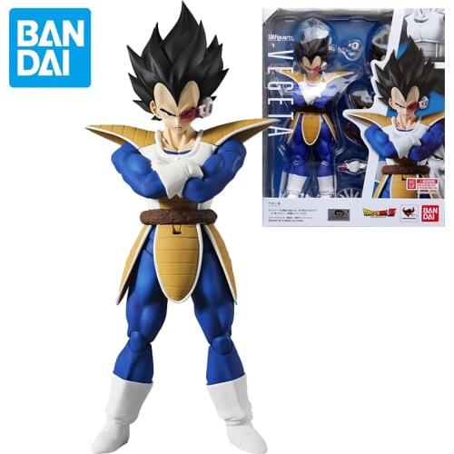 Bandai SHF Dragon Ball 15cm Vegeta Black Hair Anime Model Action Figure Adult Doll Decoration Toy Childrens Birthday Gift