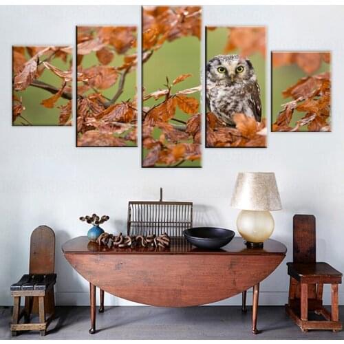 Modular Artwork Pictures For Living Room Abstract Photo 5 Panel Fall Owl Wall Decorative Framework HD Poster Canvas Painting
