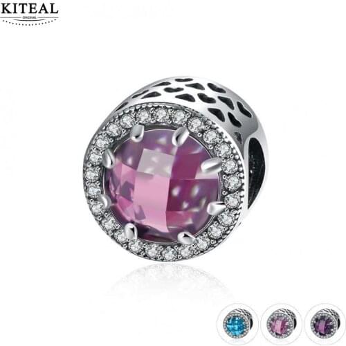 KITEAL Vintage Love 925 silver jewelry Goddess Beads Fit Bracelets Crystal Pendant round zircon Jewelry Making charms