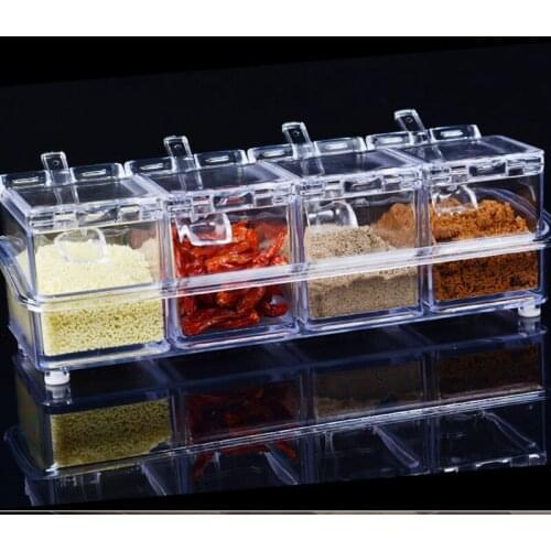 4pcs/lot Spice Seasoning Boxes Magnetic Stainless Steel Spice Can Seasoning Pot Cruet Box Barbecue Powder Kitchen Accessories