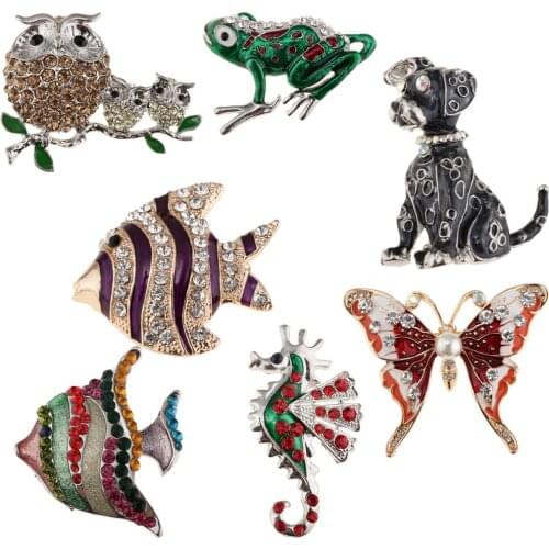 Cute Enamel Rhinestone Crystal Animal Brooch Pin Corsage For Women Jewelry