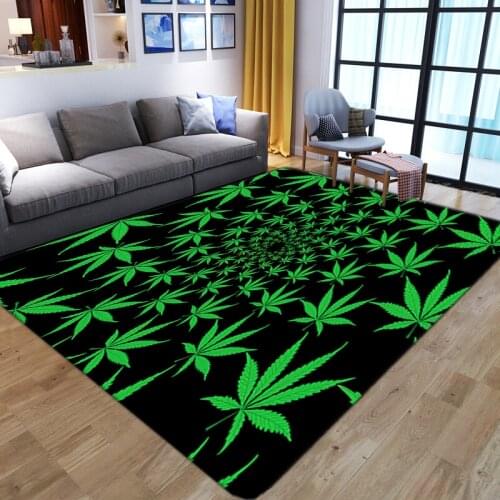 Home Decor Carpets green maple leaves printed soft Flannel Anti-slip living room Bedroom bedside Rugs Dining Room Floor Area mat