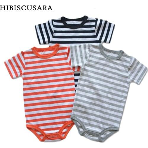 Striped Summer Baby Infant Cotton Rompers Soft Breathable Bebe Boys Girls Jumpsuit Short Sleeves