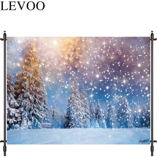 LEVOO New Photo Backdrop Aurora Light Spot Forest Winter Snow Background Nature Photocall Photo Studio Shoot Prop