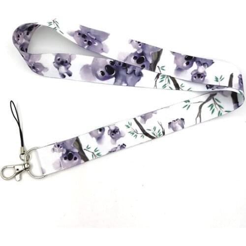 Cute Koala Neck Strap Keychain Lanyards For Keys ID Card Pass Gym USB Badge Key Ring Holder Webbing Mobile Phone Accessories