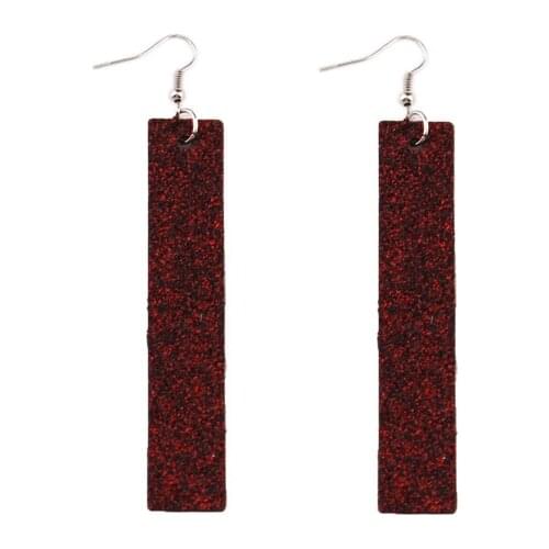 Fashion Glitter Leather Dangle Drops Glitter Bar Earrings Minimalism Glitter Bar Earrings Women Wholesale Jewelry
