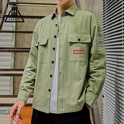 Mens Fashion Casual Shirt Slim Fit Long Sleeve Solid Color Pocket Simple Design All-match Shirt Mens Spring Autumn Jacket