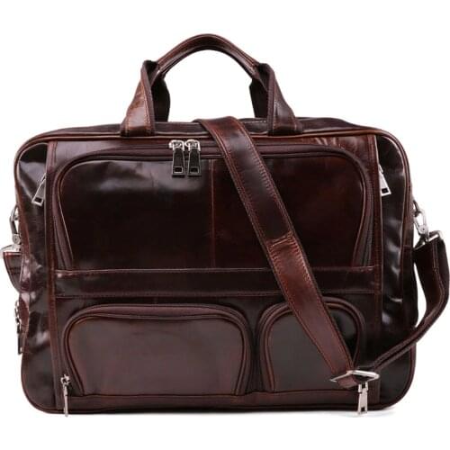 LACHIOUR Oil Wax Genuine Leather Men Bag Casual Totes Handbags Large Male Messenger Bags Briefcase Mens Travel Shoulder Bags