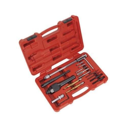 16pc Damaged Glow Plug Removal Remover Thread Repair Car Garage Tool Kit Set 8mm 10mm