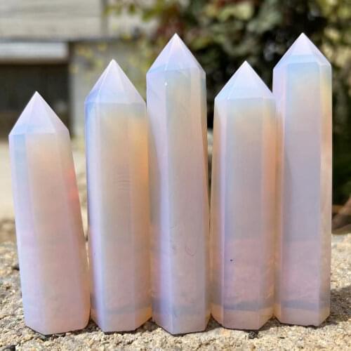 Natural Rock Pink Rose Quartz Crystal Wand Point Healing high quality Mineral Stone Collection Decor for home