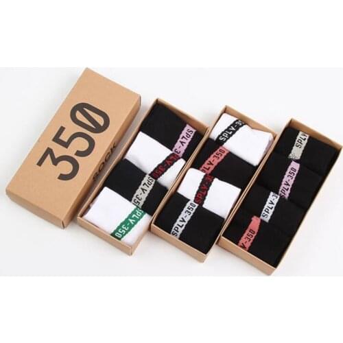 New Summer Women 350 style Socks Sweat Breathable Sock High Quality Cotton Shallow Mouth Girl personality Socks Boxed 4pairs/box