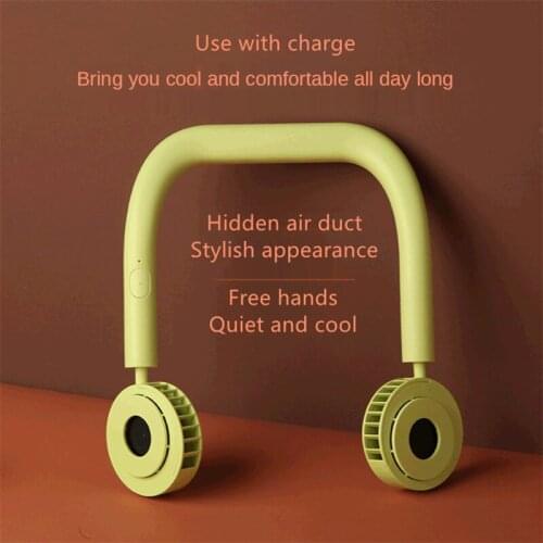 The New Mini Lazy Hanging Neck Small Fan Leafless Mute Outdoor Travel Fitness Creative Three-Generation Mobile Air Conditioner